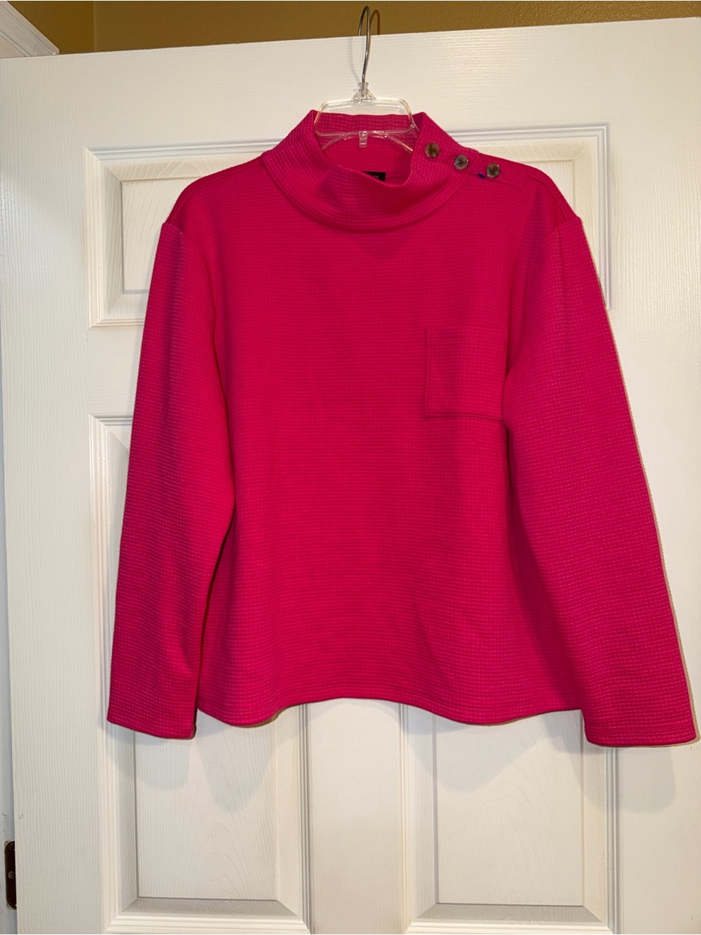Talbots Hot Pink Textured Mock Neck Sweater. Size L. EUC